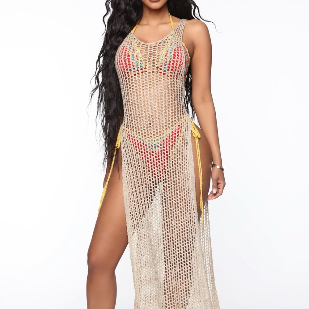 Women's Cream Crochet Swim Cover-Up